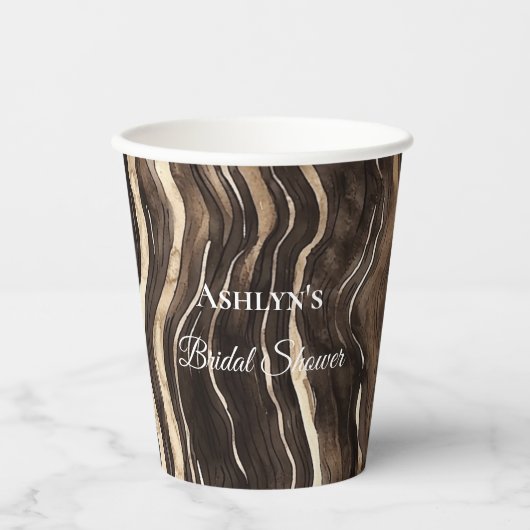 Chocolate Gold Swirls Bloemen Vrijgezellenfeest Papieren Bekers (Voorkant)