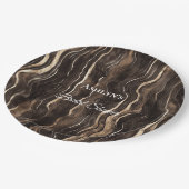 Chocolate Gold Swirls Bloemen Vrijgezellenfeest Papieren Bordje (Gekanteld)