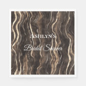 Chocolate Gold Swirls Bloemen Vrijgezellenfeest Servet (Voorkant)