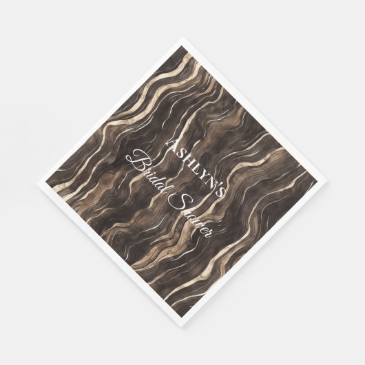 Chocolate Gold Swirls Bloemen Vrijgezellenfeest Servet (Hoek)