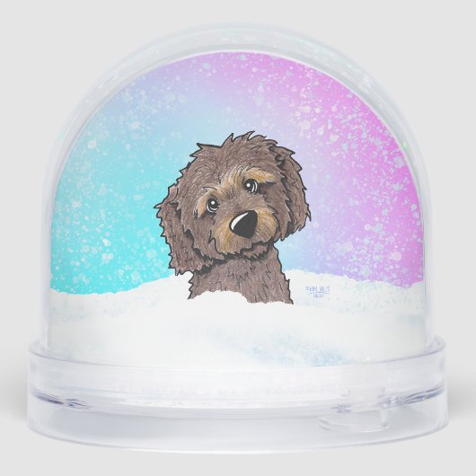 Chocolate Goldendoodle DoodleMoji  Sneeuwbol (Achterkant)