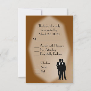 Chocolate Groom en Groom Gay Wedding RSVP Kaartje