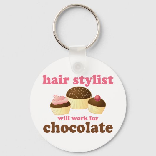 Chocolate Hair Stylist Occupation Gift Sleutelhanger (Voorkant)