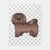 Chocolate Havanese Cute Cartoon Dog Illustratie Fleece Deken (Voorkant)
