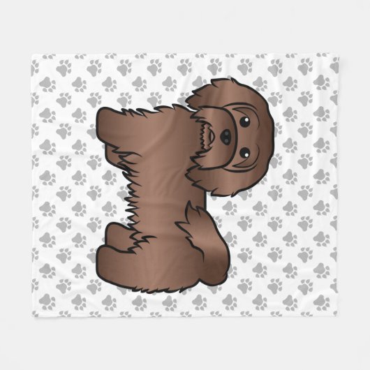 Chocolate Havanese Cute Cartoon Dog Illustratie Fleece Deken (Voorkant (Horizontaal))