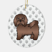 Chocolate Havanese Cute Cartoon Dog Illustratie Keramisch Ornament (Links)
