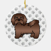 Chocolate Havanese Cute Cartoon Dog Illustratie Keramisch Ornament (Achterkant)