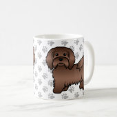 Chocolate Havanese Cute Cartoon Dog Illustratie Koffiemok (Voorkant rechts)