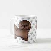 Chocolate Havanese Cute Cartoon Dog Illustratie Koffiemok (Voorkant links)