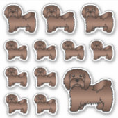Chocolate Havanese Cute Cartoon Dog Illustraties Sticker (Voorkant)