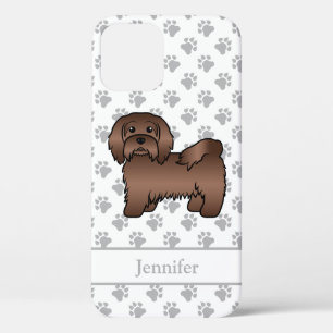 Chocolate Havanese Cute Cartoon Dog & Name Case-Mate iPhone Case