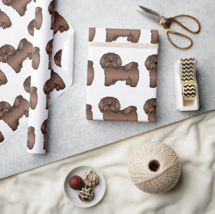 Chocolate Havanese Cute Cartoon Dog Patroon Cadeaupapier