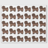 Chocolate Havanese Cute Cartoon Dog Patroon Cadeaupapier (Vlak)