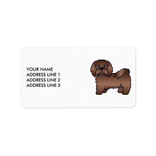 Chocolate Havanese Mooie Cartoon Hond & Aanpasbare Etiket (Voorkant)