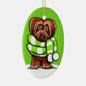 Chocolate Havanese Winter Scarf Keramisch Ornament (Rechts)