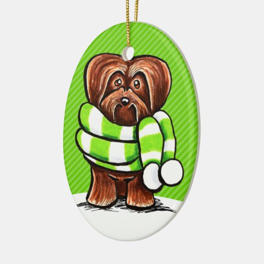 Chocolate Havanese Winter Scarf Keramisch Ornament (Links)