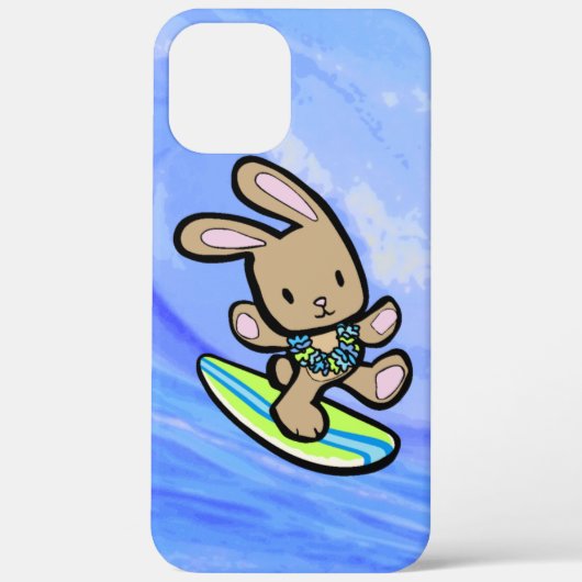 Chocolate Hawaiian Surfing Bunny Limoen en Blue Case-Mate iPhone Case (Achterkant)