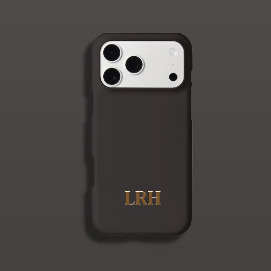 Chocolate Honey Minimalist Initial Monogram  iPhone Hoesje