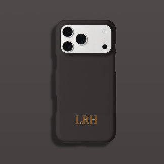 Chocolate Honey Minimalistische Initiële Monogram iPhone 15 Pro Case