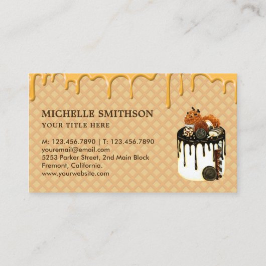 Chocolate Iccingdruppels voor gebak Chef-fotobakke Visitekaartje (Achterkant)