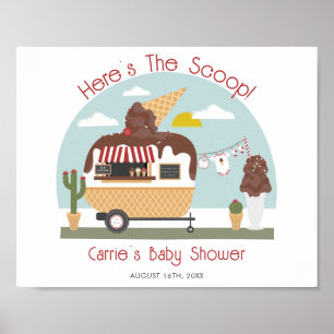 Chocolate Ice Cream Camper Neutraal Baby shower Poster