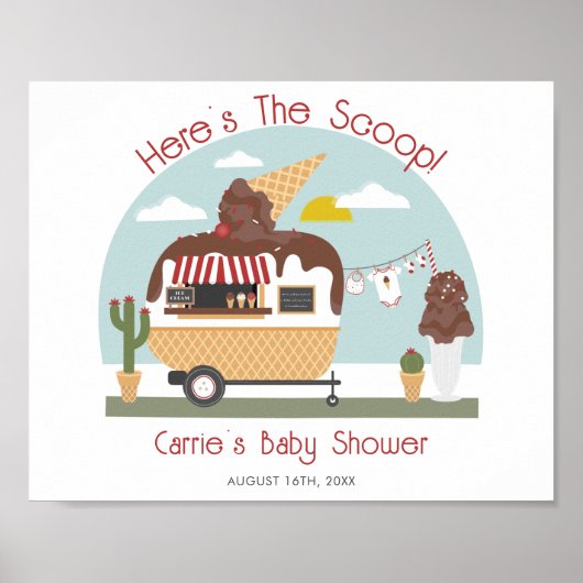 Chocolate Ice Cream Camper Neutraal Baby shower Poster (Voorkant)