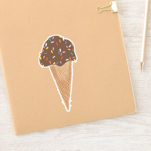 Chocolate Ice Cream Cone w Sprinkles Illustration Sticker (Notitieboek)