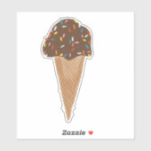 Chocolate Ice Cream Cone w Sprinkles Illustration Sticker (Vel)