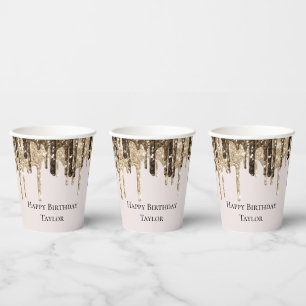 Chocolate Ice Cream Glitter Drips Verjaardag Papieren Bekers
