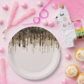 Chocolate Ice Cream Glitter Drips Verjaardag Papieren Bordje (Feest)