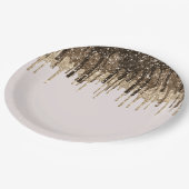 Chocolate Ice Cream Glitter Drips Verjaardag Papieren Bordje (Gekanteld)