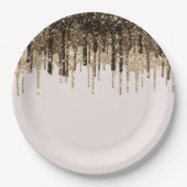 Chocolate Ice Cream Glitter Drips Verjaardag Papieren Bordje (Voorkant)