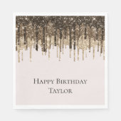 Chocolate Ice Cream Glitter Drips Verjaardag Servet (Voorkant)