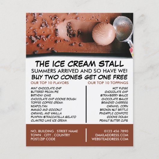Chocolate Ice Cream, Ice Cream Parlor Adverteren Flyer (Voorkant)