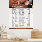Chocolate Ice Cream, Ice Cream Parlor Menu Poster (Keuken)