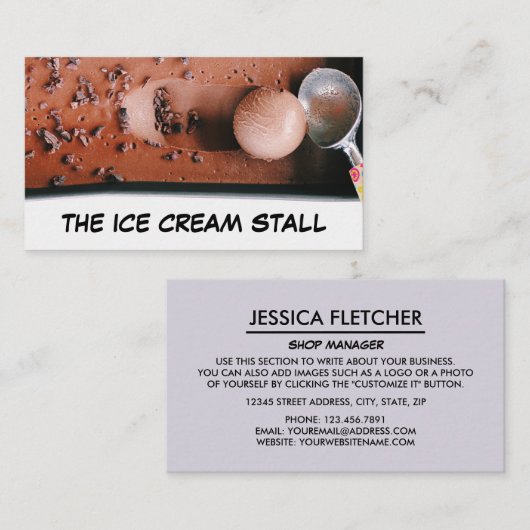 Chocolate Ice Cream, Ice Cream Parlor Visitekaartje (Voorkant / Achterkant)