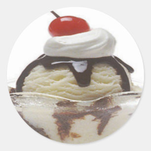 Chocolate Ice Cream Sundae Ronde Sticker