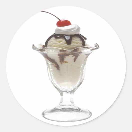 Chocolate Ice Cream Sundae Ronde Sticker (Voorkant)