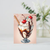 Chocolate Ice Cream Sundae with Sprinkles Briefkaart (Staand voorkant)