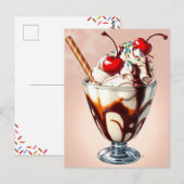 Chocolate Ice Cream Sundae with Sprinkles Briefkaart (Voorkant / Achterkant)