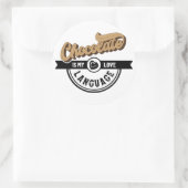Chocolate is mijn liefdestaal ronde sticker (Tas)
