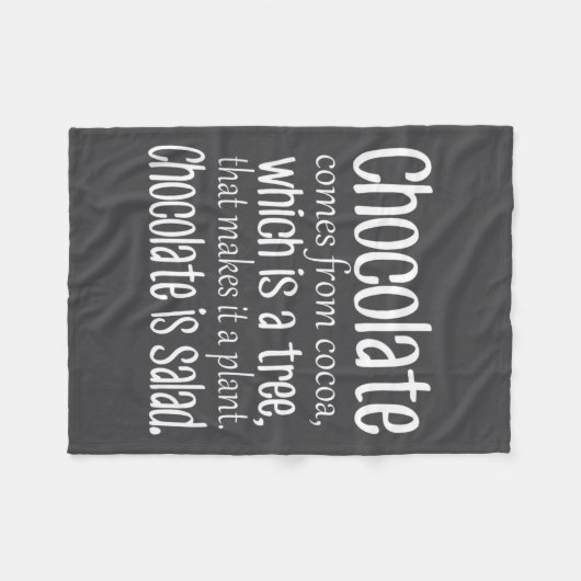 Chocolate Is Salad Funny Diet Quote  Fleece Deken (Voorkant (Horizontaal))