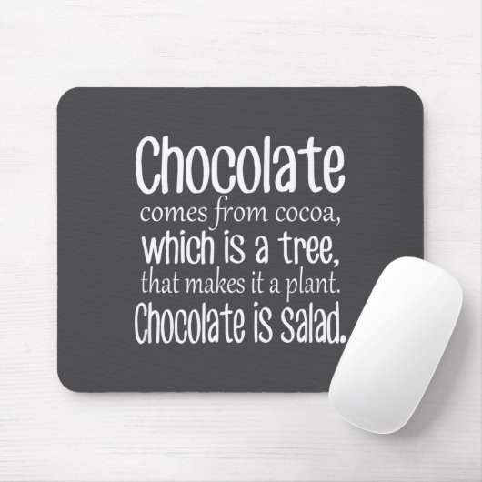 Chocolate Is Salad Funny Diet Quote  Muismat (Met muis)