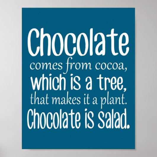 Chocolate Is Salad Funny Diet Quote  Poster (Voorkant)