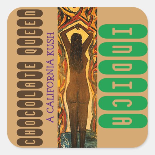 CHOCOLATE KONINGIN INDICA VIERKANTE STICKER (Voorkant)