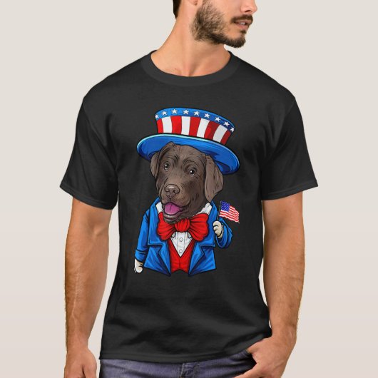 Chocolate Lab 4 juli Labrador Retriever T-shirt (Voorkant)