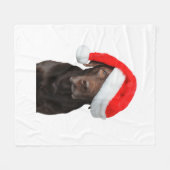 Chocolate Lab Afbeelding Santa Hat Schattigee Hond Fleece Deken (Voorkant (Horizontaal))