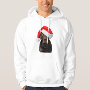 Chocolate Lab Afbeelding Santa Hat Schattigee Hond Hoodie