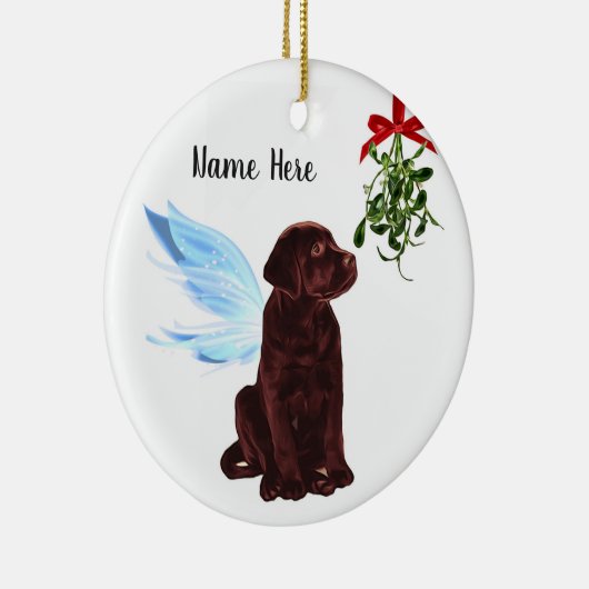 Chocolate Lab Angel - kerstversiering Keramisch Ornament (Rechts)