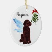 Chocolate Lab Angel - kerstversiering Keramisch Ornament (Rechts)